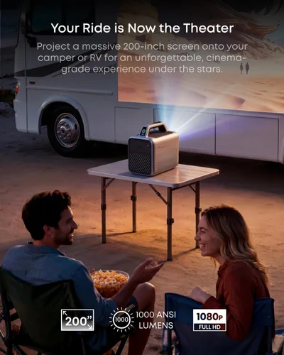 Vista 6 de NEBULA Proyector portátil para exteriores Mars 3, 1000 lúmenes ANSI, imagen potenciada por IA, batería integrada con 5 horas de reproducción, TV