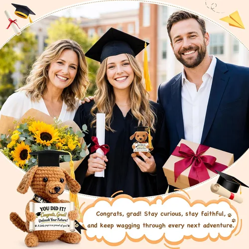 Vista 5 de Graduation Gifts Grad for Her Him Dog Plush Stuffed Animal, Kindergarten Preschool Prek Middle High School College 5th 6th 8th Grade Graduation