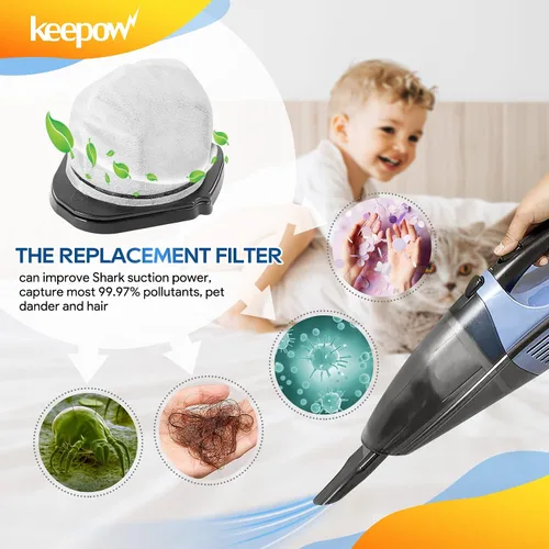 Vista 6 de KEEPOW Filtro de vacío de repuesto para aspiradora de mano inalámbrica Shark SV780 SV75Z SV728N SV726N, pieza de repuesto # XF769, XSB726N
