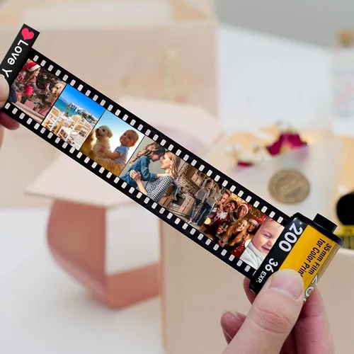 Vista 3 de Llavero personalizado con rollo de película para cámara con álbum de carrete de fotos colorido, regalos de fotos personalizados