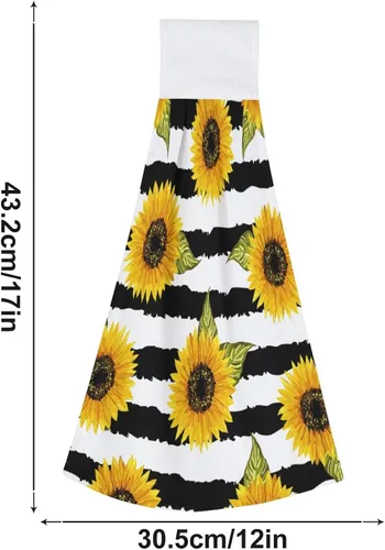 Vista 6 de Toallas vintage de girasol y mariposas para cocina, 2 piezas, toalla de cocina colgante floral de primavera acuarela, toallas de mano florales