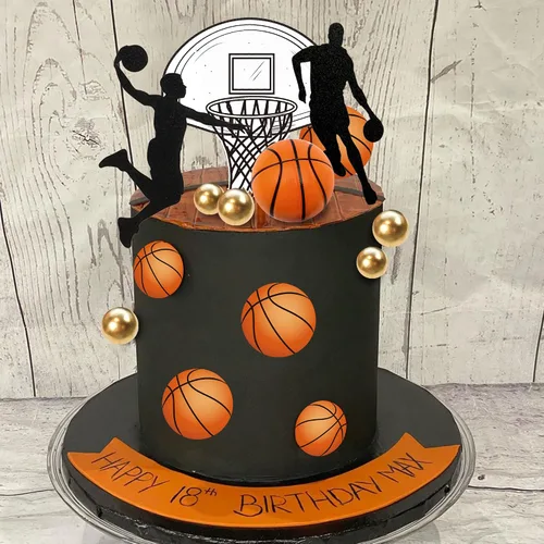 Vista 7 de 20 decoraciones para pasteles de baloncesto, decoraciones de pastel con temática de estrellas de baloncesto para decoración de pastel de cumpleaños