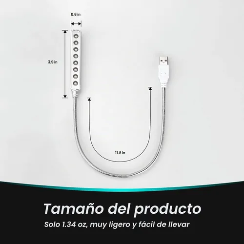 Vista 6 de Luz LED USB Daffodil ULT05 – 8 lámpara LED de lectura super luminosa – No Necesita baterías – Compatible con PC & Mac (Negro)