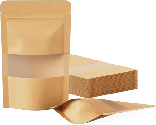 Vista 30 de FireKylin 100 bolsas resellables, bolsas de papel con ventana mate para pequeñas empresas, cremallera y bolsas sellables con calor para embalaje