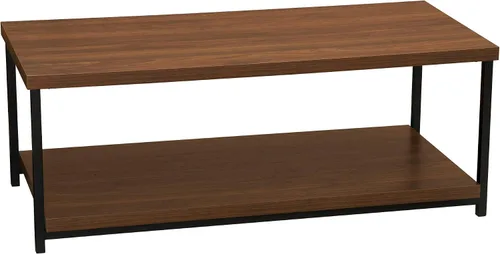 Vista 13 de Household Essentials Jamestown - Mesa auxiliar rectangular con estante de almacenamiento, grano de madera de roble negro y metal negro