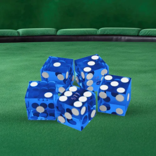 Vista 2 de Juego de dados - Dados de casino serializados de 19 mm de grado A con bordes afilados - Accesorios para noche de juegos de Trademark Poker (Azul)