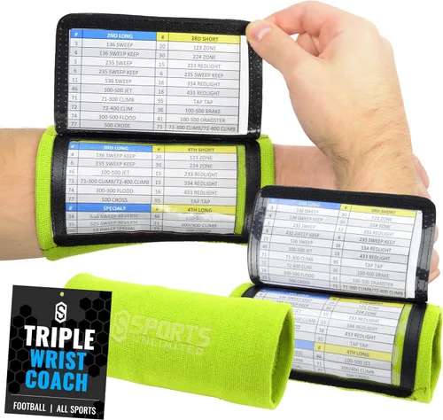 Vista 52 de Sports Unlimited Banda Instructora Triple para Adultos, Muñequeras de Fútbol para Jugadas, Muñequeras de Béisbol, Bandas de Brazo QB