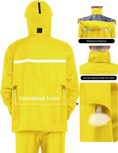 Vista 5 de iCreek Rain Suit Waterproof Jacket and Trouser Suit Raincoat for Men and Women Outdoor All-Sport Breathable Anti-storm