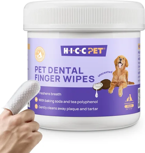 Vista 10 de HICC Pet Toallitas de limpieza de dientes para perros y gatos, elimina el mal aliento eliminando la placa y la acumulación de sarro, cepillo