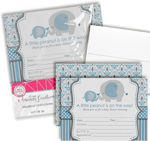 Vista 12 de AmandaCreation - Invitaciones para baby shower de Woodland Mom & Baby Bear para niños o niñas, 20 invitaciones de doble cara de 5 x 7 pulgadas