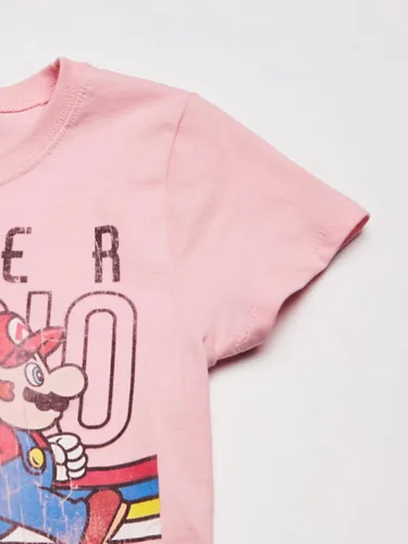 Vista 3 de Nintendo Camiseta Super Clásica Vintage Throwback Mario Graphic para niñas