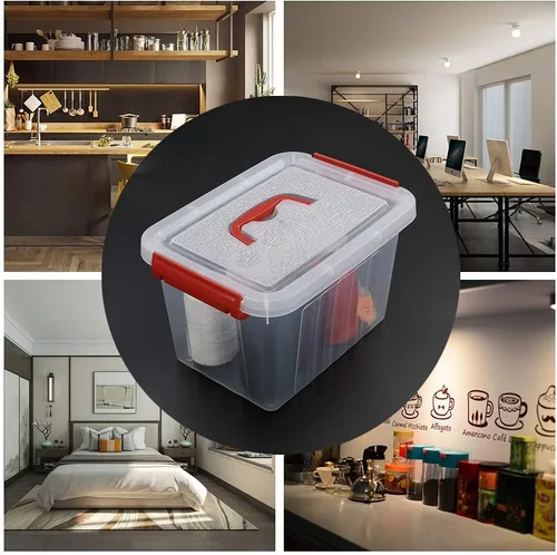 Vista 7 de Kiddream Paquete de 6 cajas pequeñas transparentes, contenedores de almacenamiento de plástico de 6 cuartos de galón con tapas