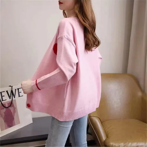 Vista 8 de Cárdigan de punto con corazones para mujer, lindo suéter Y2K con botones, ropa de abrigo S-2XL