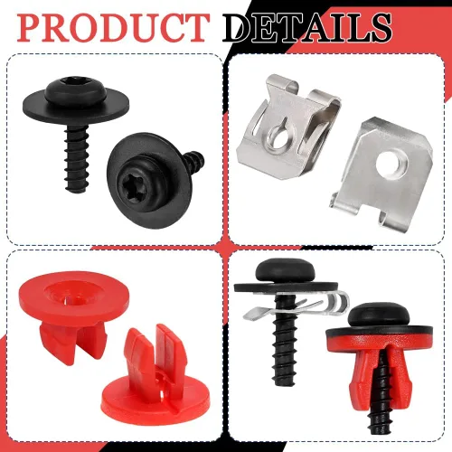 Vista 3 de 10 Juegos de Tornillos, Pernos, Tuercas y Clips T30 para Protector Contra Salpicaduras del Motor y Cubierta Inferior, Kit de Clips de Tuercas