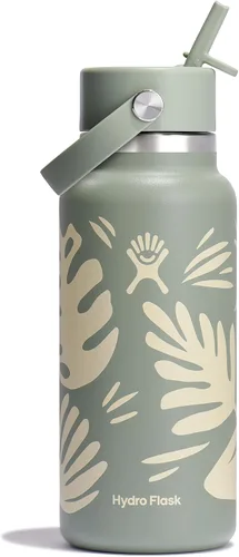 Vista 53 de Hydro Flask Botella de agua – Acero inoxidable aislado – Tapa flexible con popote de boca ancha, antiderrames, a prueba de fugas y recargable