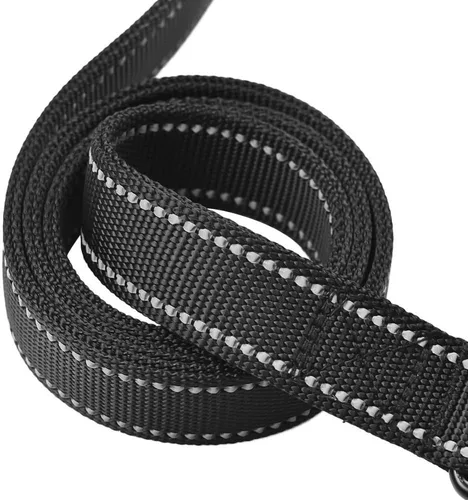 Vista 3 de Correa de perro de 6 pies con asa acolchada de tráfico, resistente, doble asa para un mayor control de capacitación en seguridad, perfecto para Negro