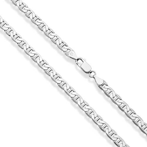 Vista 2 de Miabella Solid 925 Sterling Silver Italian 6mm Diamond-Cut Solid Flat Mariner Link Chain Necklace for Women Men, Made in Italy