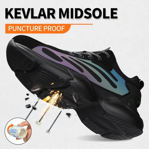 Vista 3 de BAIYIJIA Steel Toe Shoes for Men No Slip Work Shoes Construction Industrial Work Tennis Shoes Safety Shoes Lightweight Steel Toe Sneakers for Men