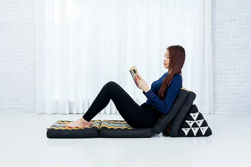 Vista 3 de Leewadee Cómodo colchón japonés de suelo, cama tailandesa con cojín triangular, colchón futón, tapete de masaje tailandés extra largo, 89 x 20