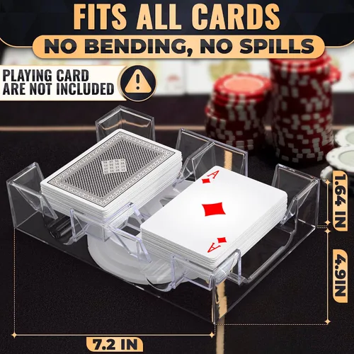 Vista 2 de Soporte de cartas giratorio 360° – Bandeja compacta de plástico para un fácil acceso, 2 cubiertas con rotación suave Organiza múltiples mazos