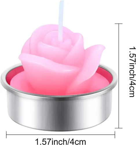 Vista 3 de TecUnite 12 velas de rosas hechas a mano, delicadas velas de rosas para San Valentín, spa, fiesta, boda, regalo para decoración del hogar (rosa)