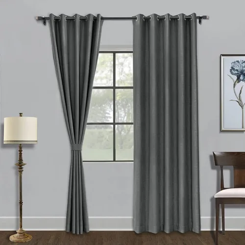 Vista 25 de Fcosie Cortinas opacas de 84 pulgadas de largo con textura de lino, con aislamiento térmico, con ojales en la parte superior con forro opaco blanco