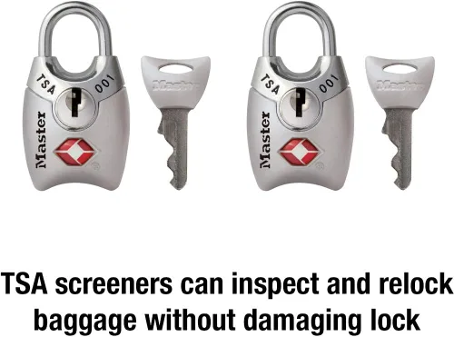 Vista 3 de Master Lock 4689T Cerradura con Llave Aprobada por TSA, Paquete de 2, los Colores Pueden Variar
