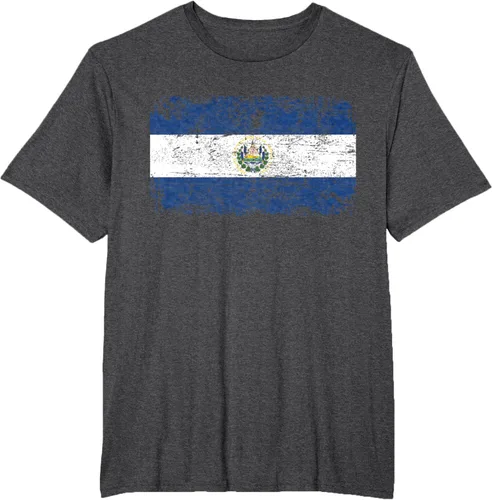 Vista 18 de EL SALVADOR Bandera Vintage Hombres Mujeres Niños Camiseta EL SALVADOR