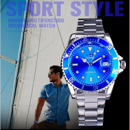Vista 4 de MASTOP Relojes mecánicos automáticos para hombre, de acero completo, impermeables, con calendario