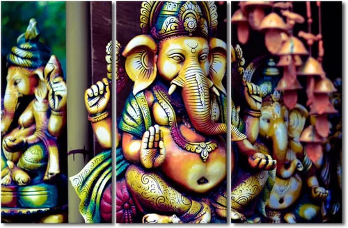 Vista 64 de TUMOVO Arte de pared de Dios hindú para sala de estar, lienzo de Ganesha, arte de pared de escultura de elefante, cuadros modernos, arte