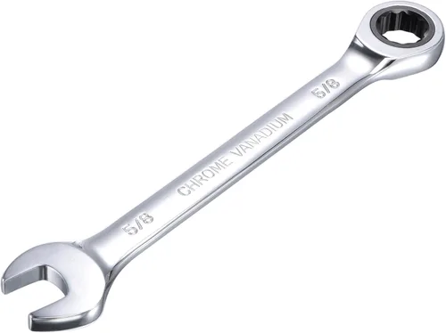 Vista 6 de uxcell Llave combinada de carraca de 1 pulgada SAE de 72 dientes y 12 puntos, llave de caja abierta de trinquete, herramientas Cr-V
