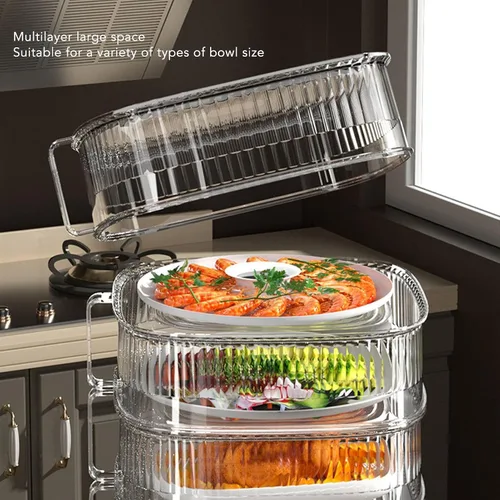 Vista 8 de Cubierta antipolvo de alimentos para almacenamiento de sobrantes, cubierta transparente para el polvo de platos, cubiertas de platos de varias