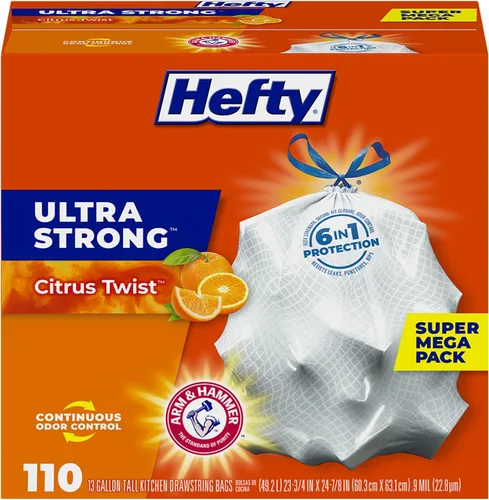 Vista 11 de Hefty - Bolsas de basura para cocina, altas, ultrarresistentes, aroma a cítricos, de 13 galones, 40