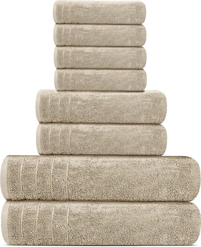 Vista 5 de Tens Towels Juego de 8 toallas, 2 extra grandes para baño, 2 para manos, 4 paños, 100% algodón, peso más ligero, secan más rápido, superabsorbentes