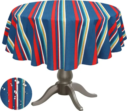 Vista 15 de RUVANTI Paño de Mesa de Lino de Algodón Rectangular 108x60 Pulgadas, Borde Clásico, Resistente a Manchas, Paño Lavable Perfecto para Cubrir Mesa
