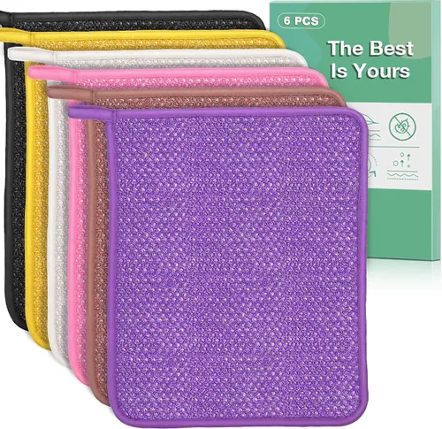 Vista 7 de Paquete de 6 paños exfoliantes de baño de doble cara para limpieza profunda de la cara y el cuerpo, revitaliza la piel, adecuados para todo