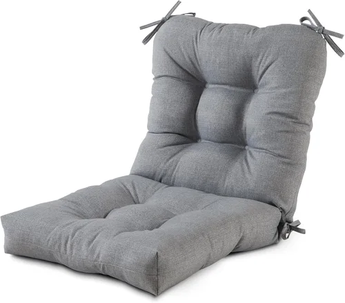 Vista 16 de Cojines para silla de exterior con bisagras, diseño de una sola pieza, cojín reversible para asiento y respaldo de patio con lazos, tela de Aloha