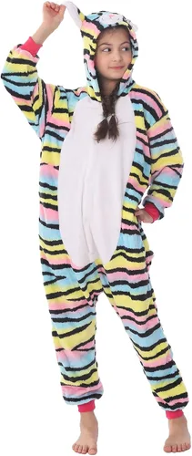 Vista 8 de Disfraz de franela para niños, disfraz de Halloween, Pascua, animales, cosplay para niñas y niños, una pieza