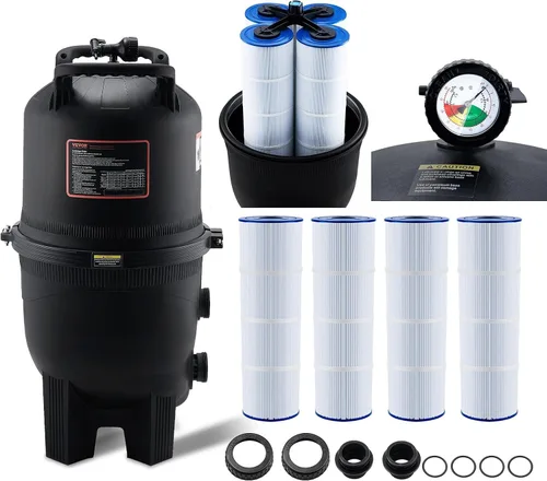 Vista 16 de VEVOR Depósito de filtro de piscina Pro 2026 y elemento para piscinas sobre el suelo y enterradas, sistema limpiador grande de 520-525 pies