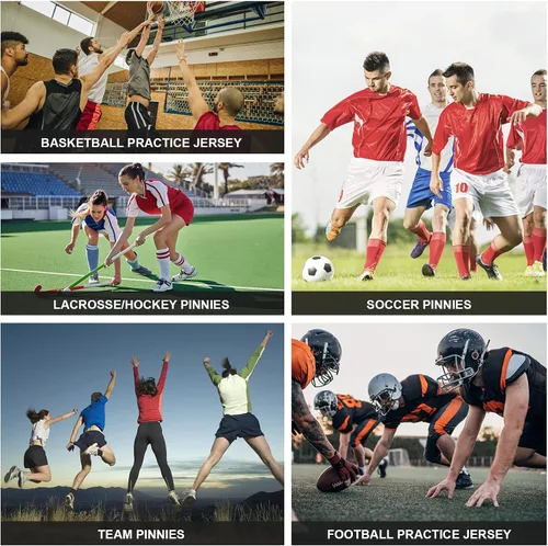 Vista 5 de Chalecos de práctica de equipo de malla para niños, jóvenes, adolescentes y adultos para deportes (12 jerseys)