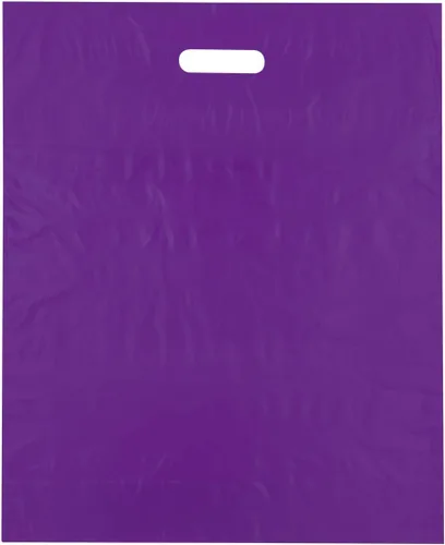 Vista 2 de Bolsas de compras de plástico con asas troqueladas de 9x12, negras, 100/cs – Bolsas marca directa
