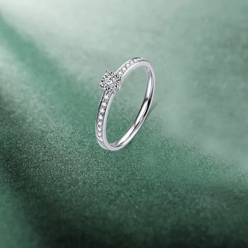Vista 6 de DIYA 1CT Round Cut Moissanite Diamond Ring, 925 Sterling Silver Solitaire Promise Rings for Her Ladies Wedding Rings Jewelry Gifts for Women Wife