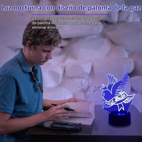 Vista 6 de Luz nocturna 3D Rapero Lil Peep LED para decoración del hogar, regalo para fanáticos, luz de decoración de dormitorio, sensor LED que cambia