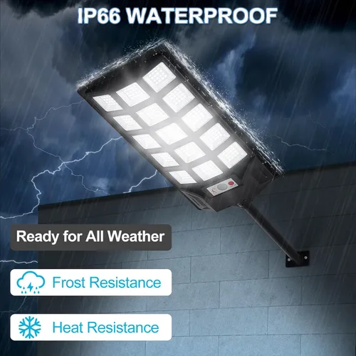 Vista 3 de FEIERYA Luces solares para exteriores, luces solares impermeables IP66 con sensor de movimiento y control remoto, lámparas de calle de 6500 K