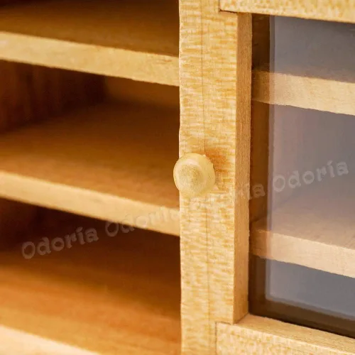 Vista 3 de Odoria 1/12 soporte de TV en miniatura accesorios para muebles de casa de muñecas, Burlywood