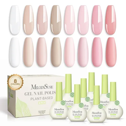 Vista 8 de MelodySusie - Juego de esmaltes de uñas de gel a base de plantas, 8 unidades, 0.3 fl oz/0.34 onzas líquidas Colores oscuros de otoño e invierno