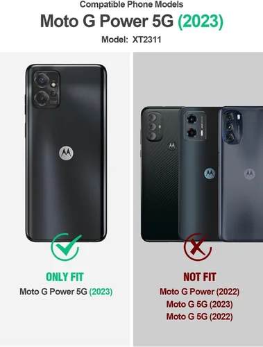 Vista 2 de NZND Diseñada para Motorola Moto G Power 5G 2023, bonita funda con purpurina líquida flotante con protector de pantalla de vidrio templado, soporte