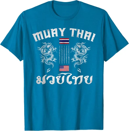 Vista 10 de Camiseta de equipo de entrenamiento de boxeo Muay Thai con bandera estadounidense de Tailandia, Negro, S