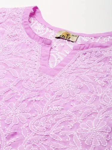 Vista 6 de Ada India bordado a mano tradicional chikankari georgette top túnica camisa Kurti para las mujeres A911230