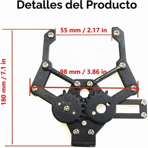 Vista 3 de Garra mecánica de robot de metal de alta calidad/brazo de abrazadera/pinza con servo de alto par, pieza de robótica/modelo de accesorios